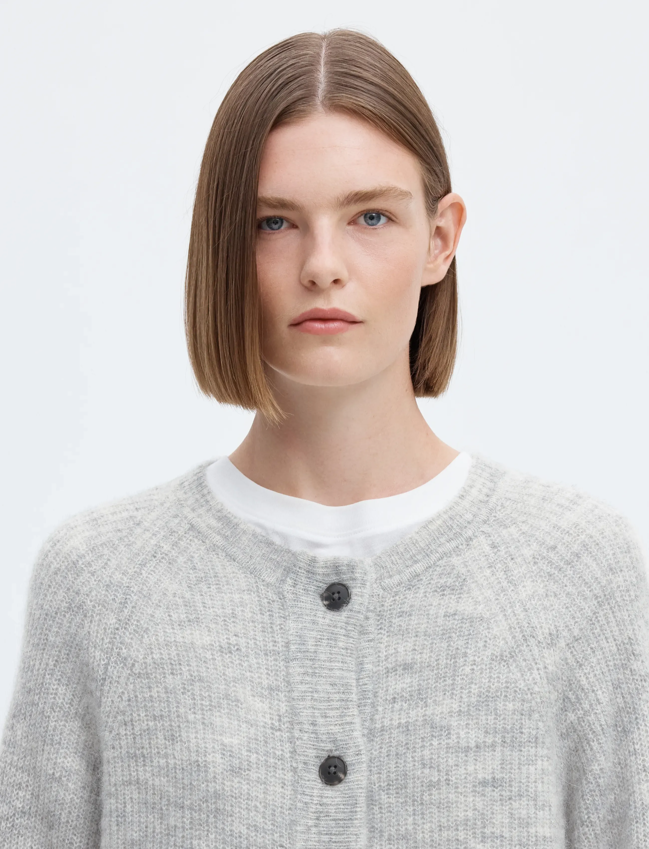 Selected - SLWLULU LS KNIT SHORT CARDIGAN NOOS - koftor - light grey melange - 5