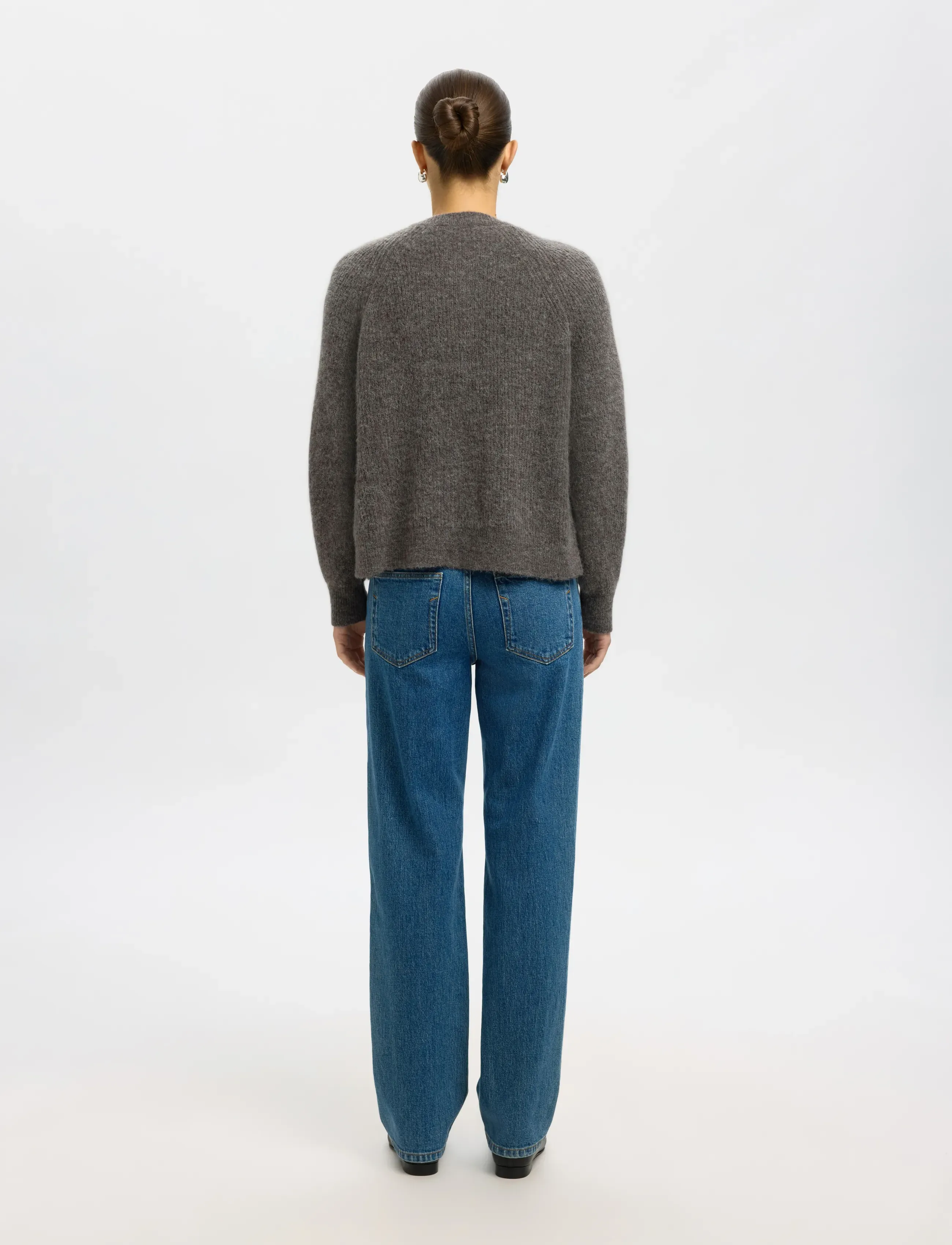 Selected - SLFLULU LS KNIT SHORT CARDIGAN B NOOS - cardigans - medium grey melange - 2