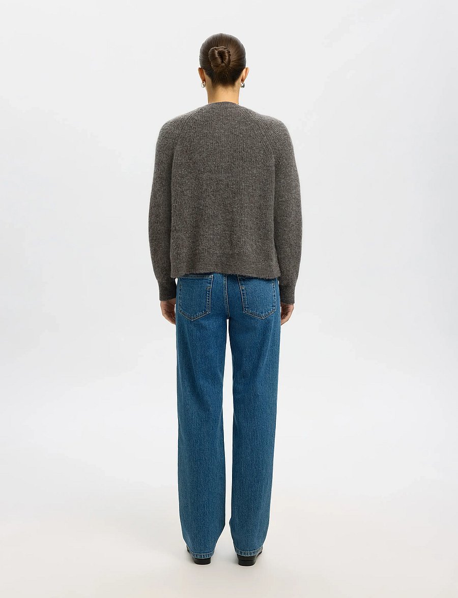 Selected - SLWLULU LS KNIT SHORT CARDIGAN NOOS - strickjacken - medium grey melange - 2
