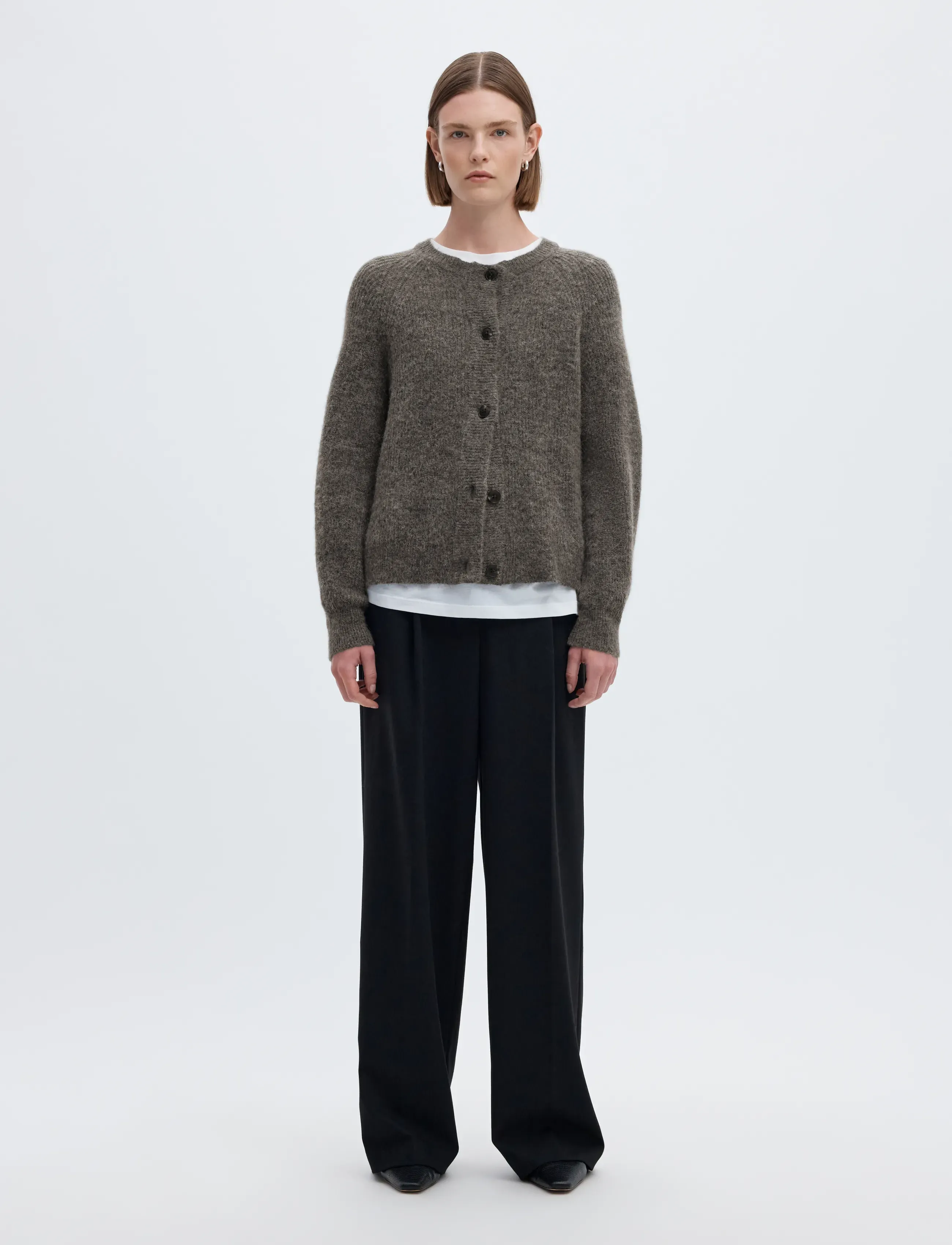 Selected - SLWLULU LS KNIT SHORT CARDIGAN NOOS - koftor - medium grey melange - 3