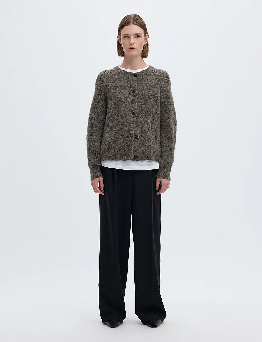 Selected - SLWLULU LS KNIT SHORT CARDIGAN NOOS - koftor - medium grey melange - 3