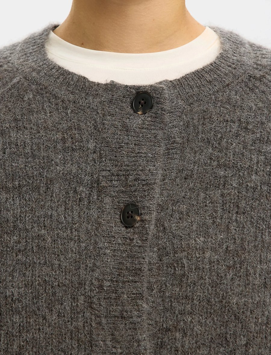 Selected - SLWLULU LS KNIT SHORT CARDIGAN NOOS - strickjacken - medium grey melange - 5