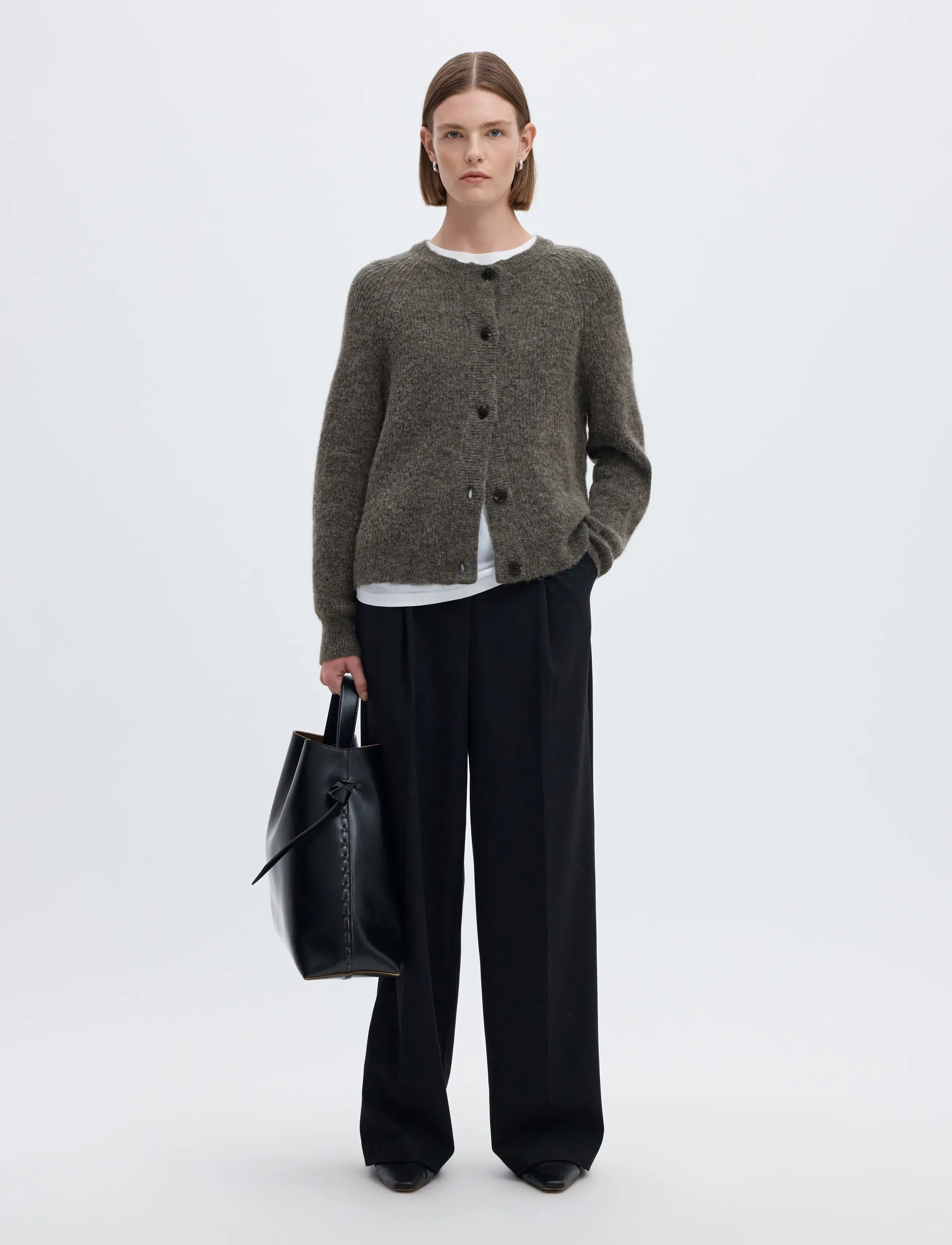 Selected - SLWLULU LS KNIT SHORT CARDIGAN NOOS - koftor - medium grey melange - 5