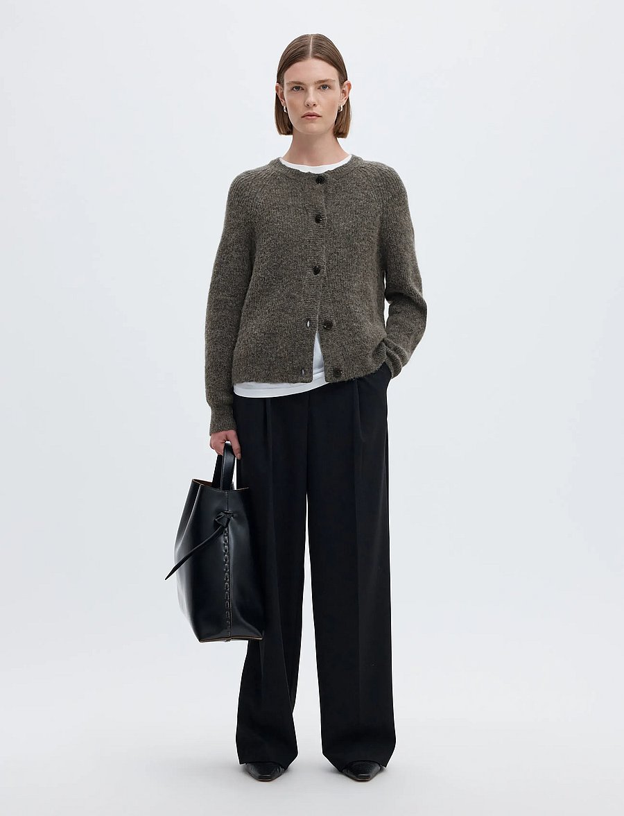 Selected - SLWLULU LS KNIT SHORT CARDIGAN NOOS - koftor - medium grey melange - 5