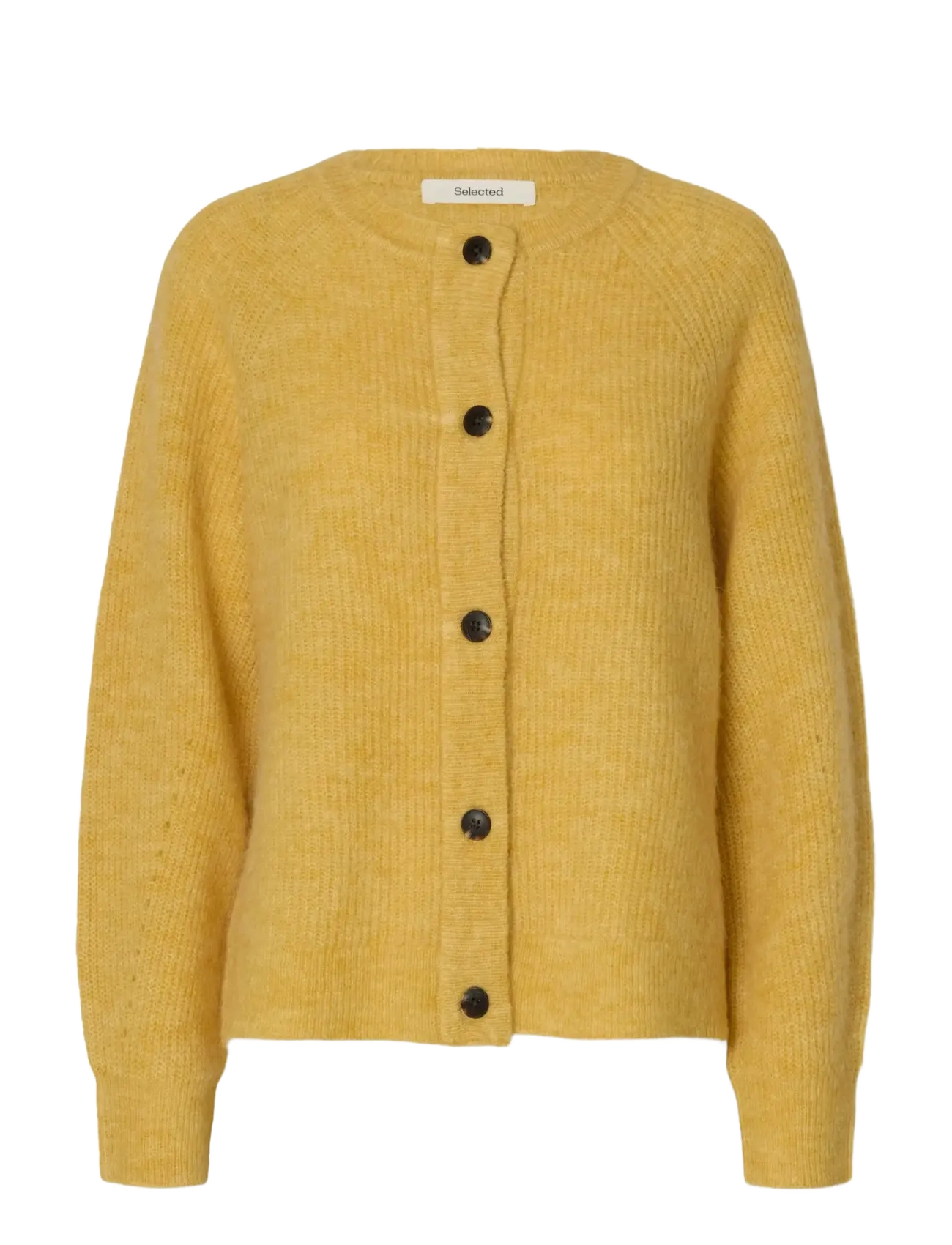SLFLULU LS KNIT SHORT CARDIGAN NOOS - OCHRE