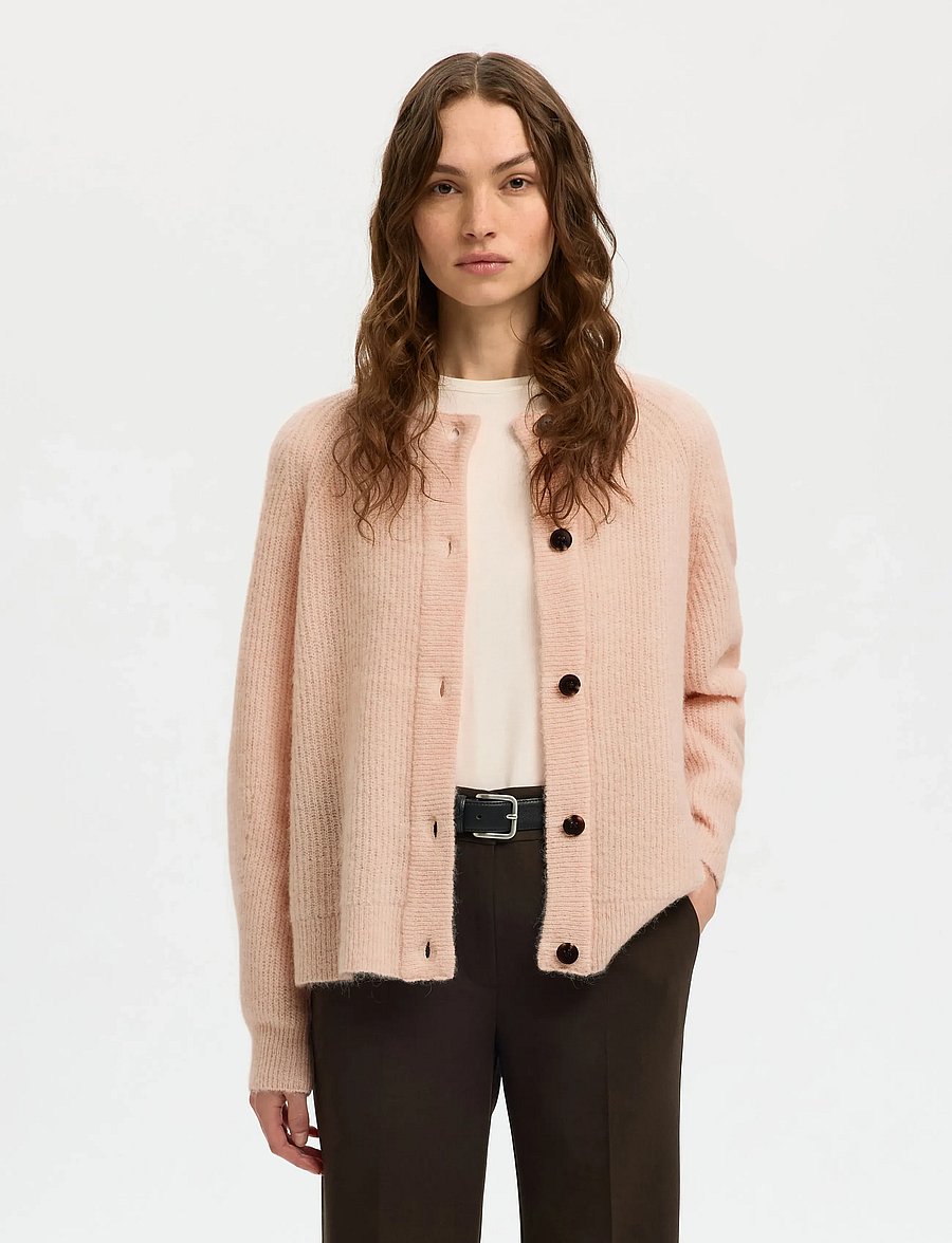 Selected - SLWLULU LS KNIT SHORT CARDIGAN NOOS - strickjacken - pale dogwood - 0