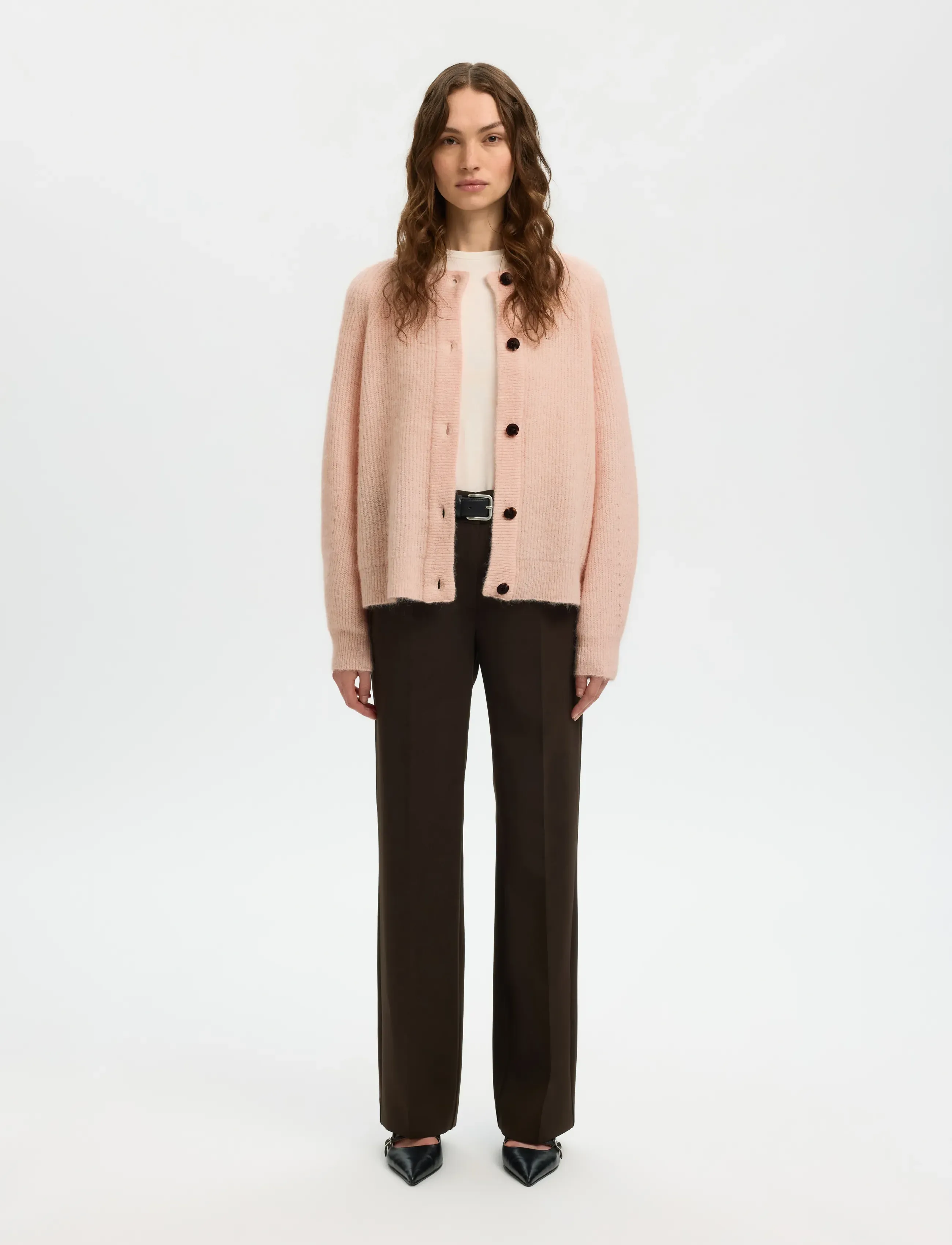 Selected - SLFLULU LS KNIT SHORT CARDIGAN B NOOS - strickjacken - pale dogwood - 3