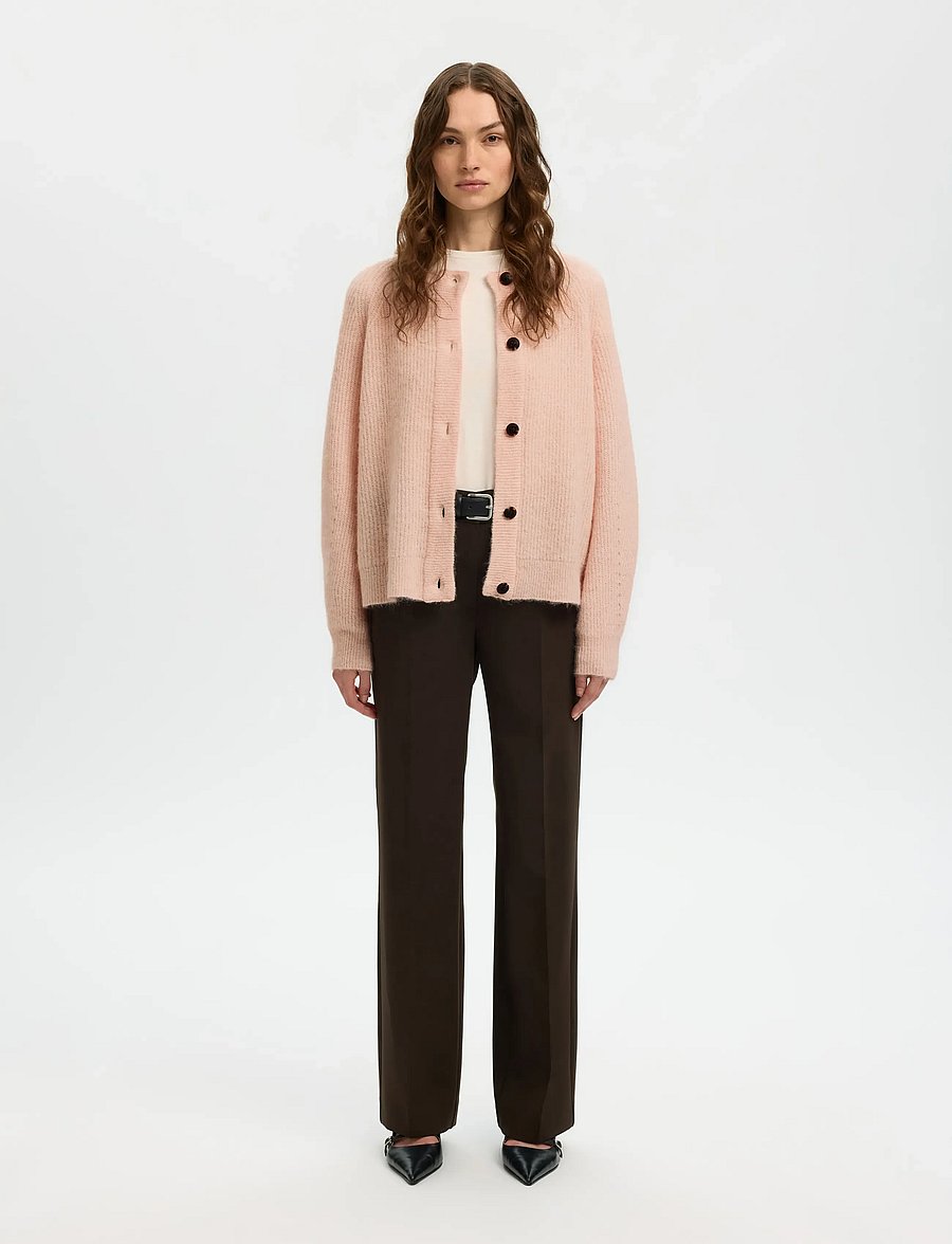 Selected - SLWLULU LS KNIT SHORT CARDIGAN NOOS - strickjacken - pale dogwood - 3