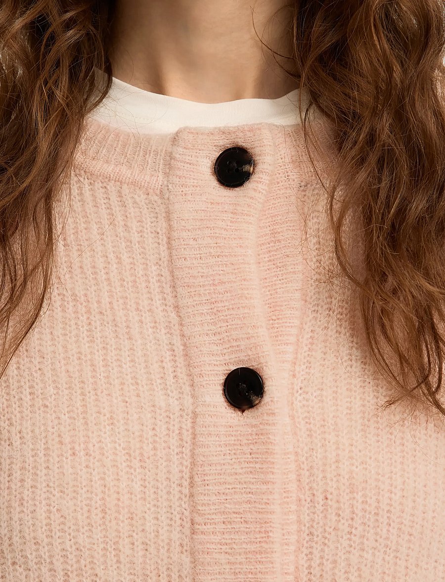 Selected - SLWLULU LS KNIT SHORT CARDIGAN NOOS - strickjacken - pale dogwood - 4