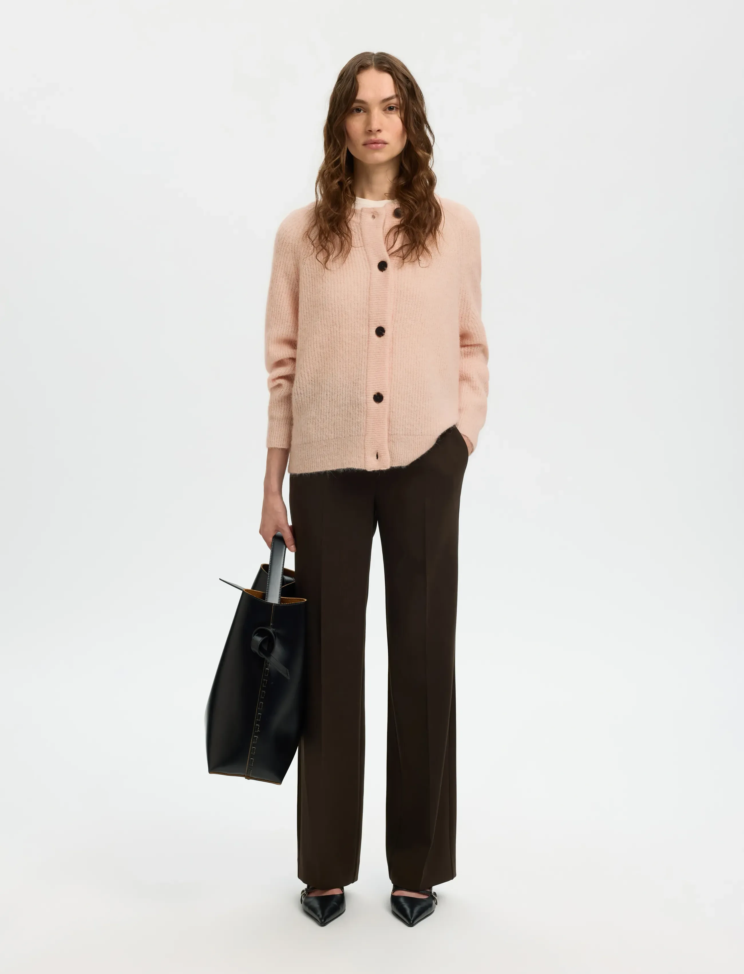 Selected - SLFLULU LS KNIT SHORT CARDIGAN B NOOS - strickjacken - pale dogwood - 5
