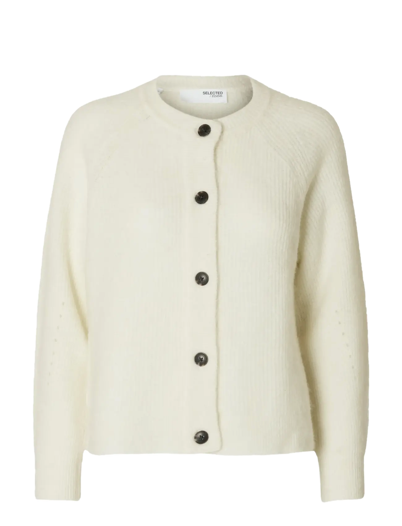 Selected SLWLULU LS KNIT SHORT CARDIGAN NOOS - Cardigans - SNOW WHITE / white