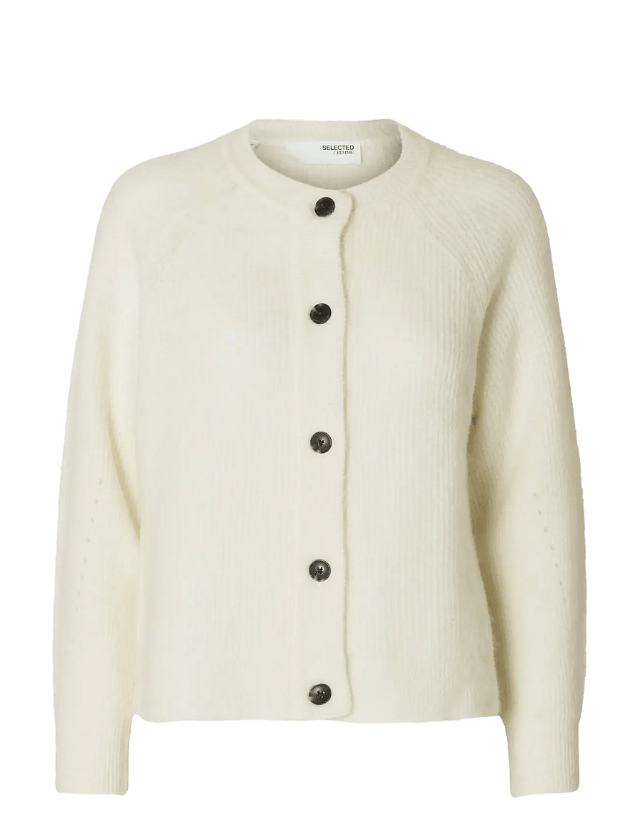 Selected - SLWLULU LS KNIT SHORT CARDIGAN NOOS - strickjacken - snow white - 1