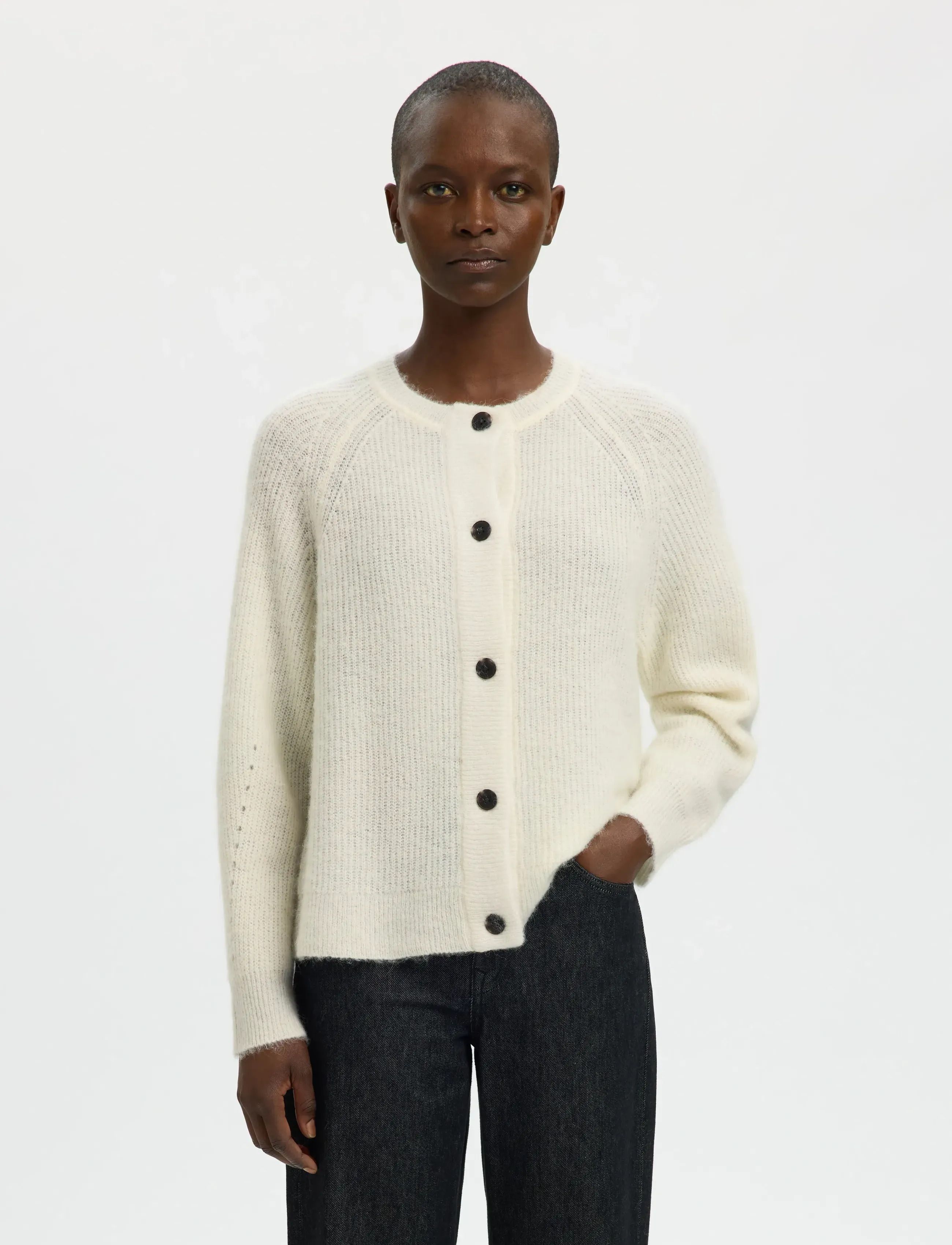 Selected Slwlulu Ls Knit Short Cardigan Noos, S, Knitwear, Weiß - Cardigans, Frauen