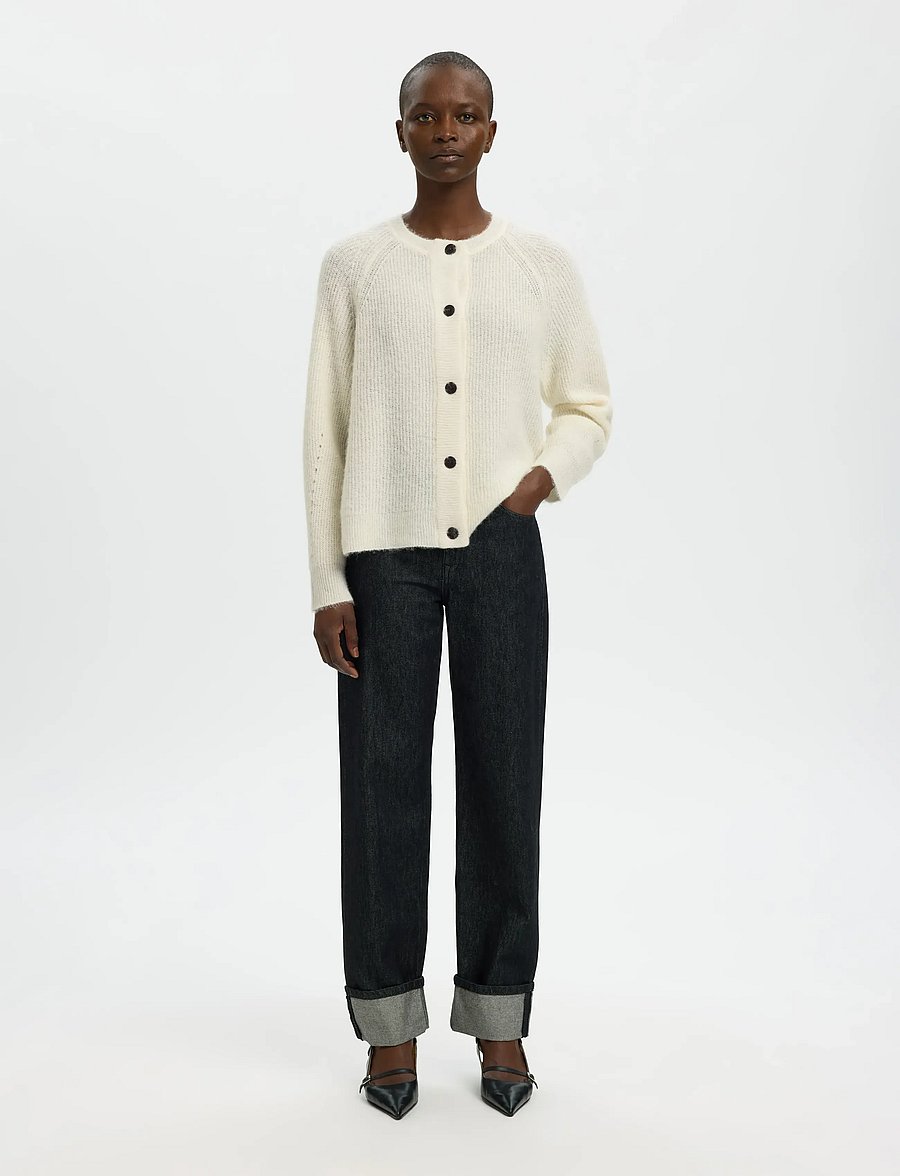Selected - SLWLULU LS KNIT SHORT CARDIGAN NOOS - strickjacken - snow white - 3