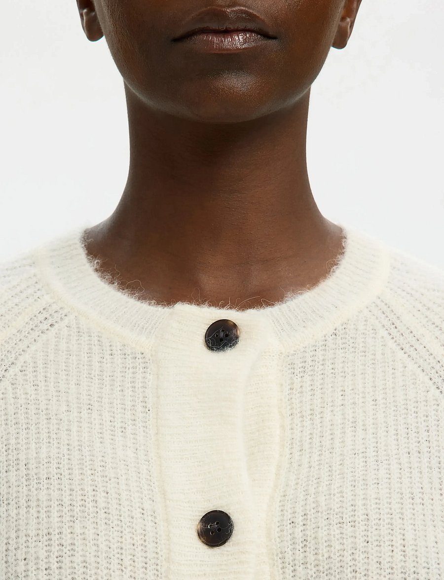 Selected - SLWLULU LS KNIT SHORT CARDIGAN NOOS - strickjacken - snow white - 4