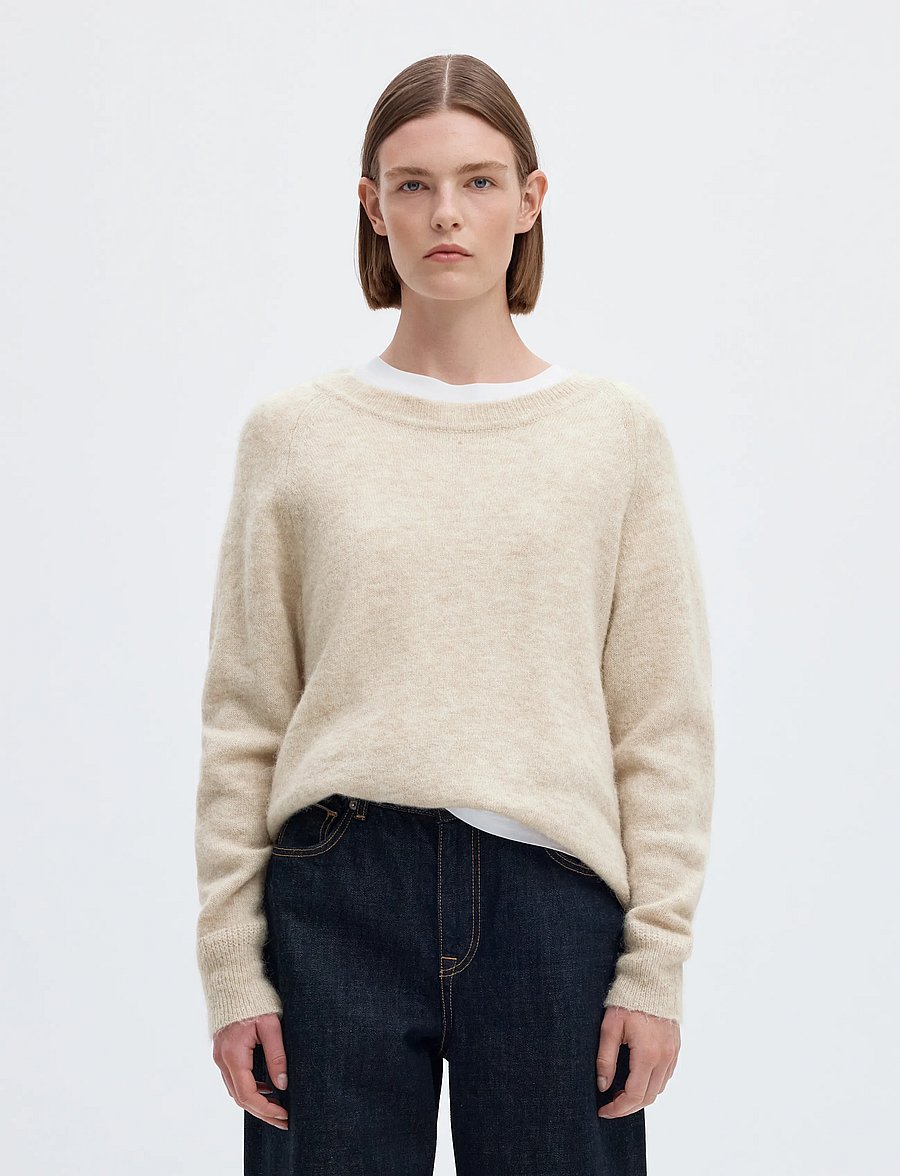 Selected - SLWLULU LS KNIT O-NECK NOOS - pullover - birch - 0