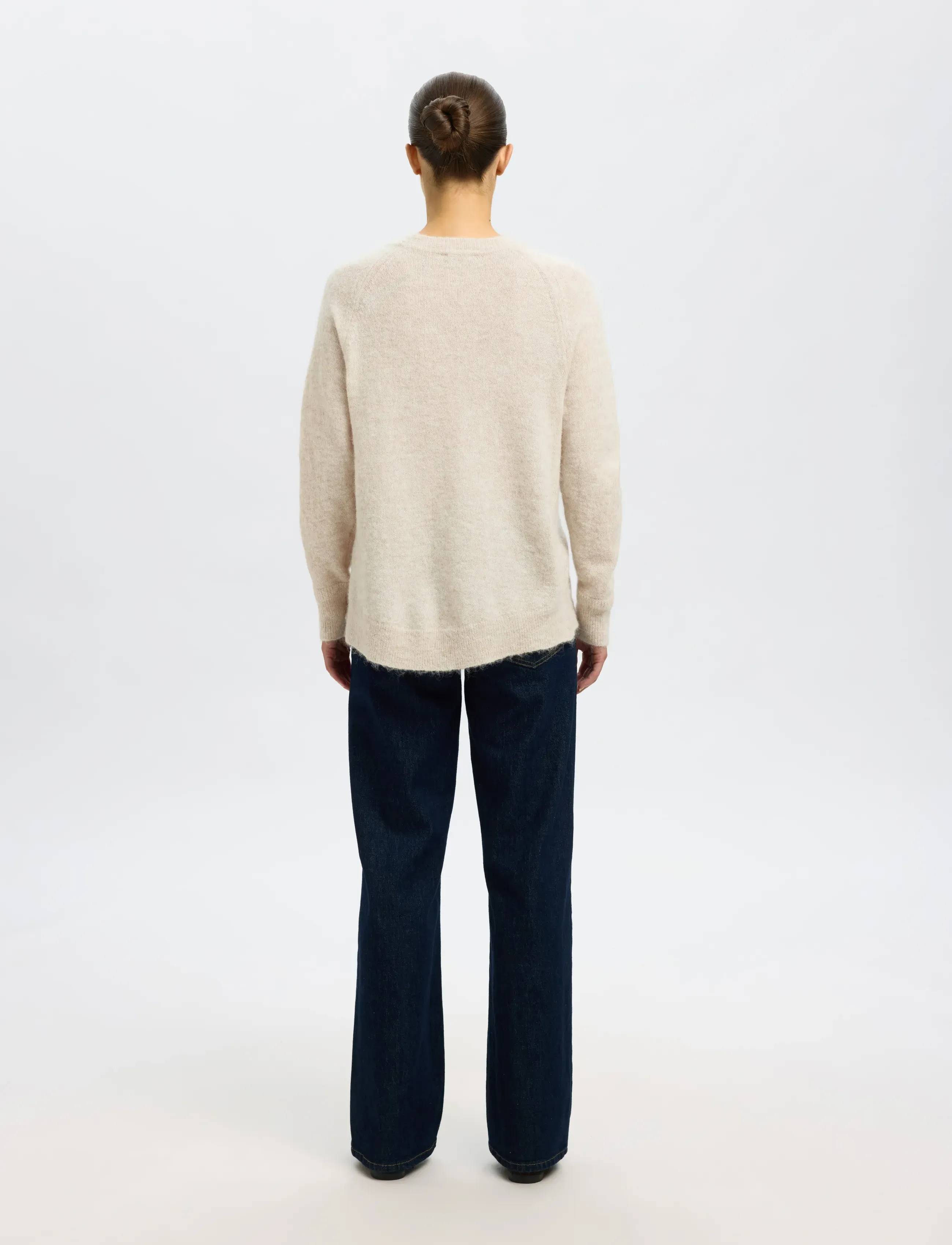 Selected - SLFLULU LS KNIT O-NECK NOOS - striktrøjer - birch - 2