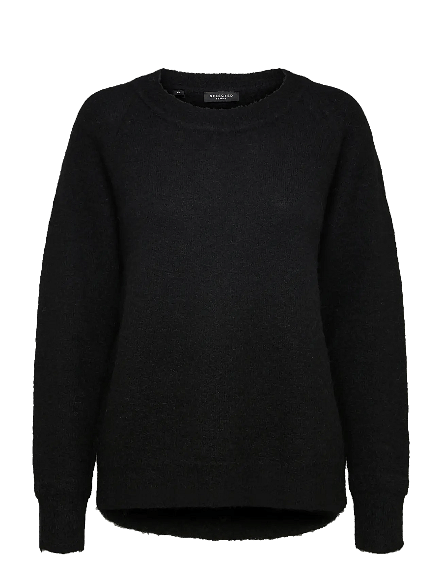 Selected - SLWLULU LS KNIT O-NECK NOOS - pullover - black - 1