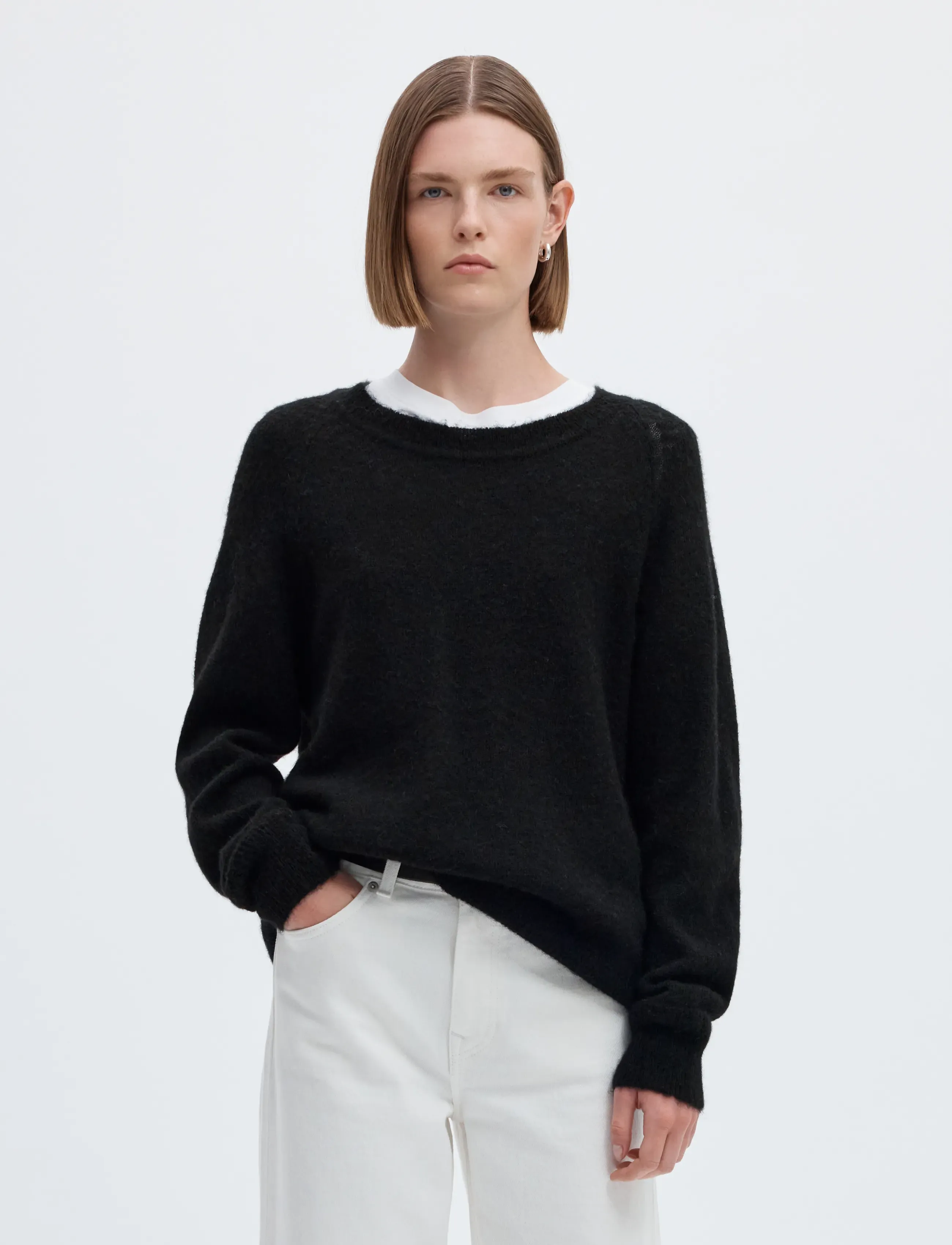 Selected - SLWLULU LS KNIT O-NECK NOOS - pullover - black - 0