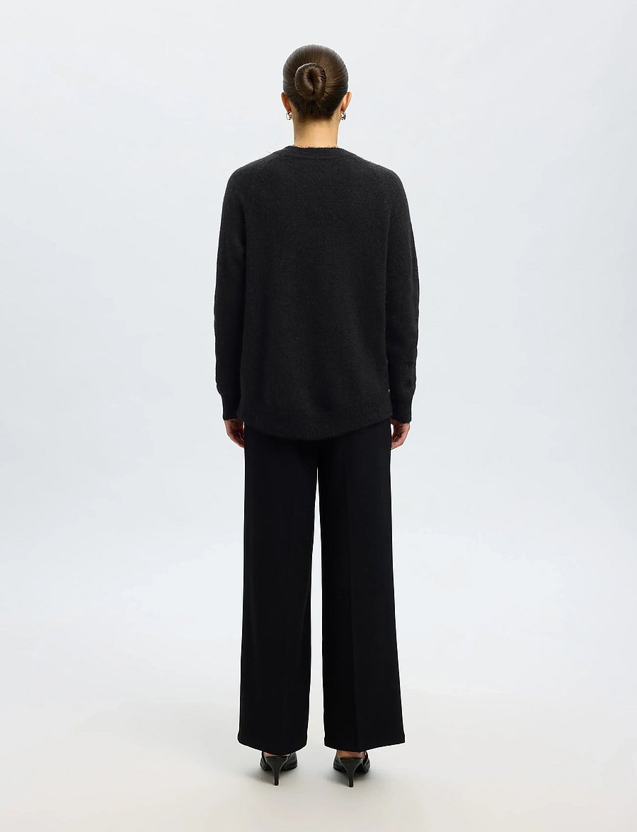 Selected - SLWLULU LS KNIT O-NECK NOOS - pullover - black - 2