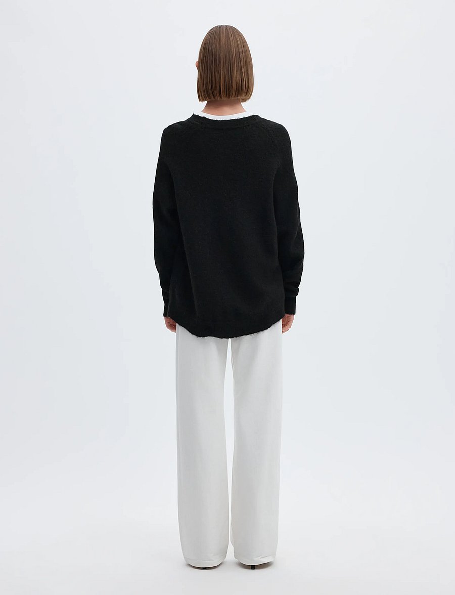 Selected - SLWLULU LS KNIT O-NECK NOOS - pullover - black - 2