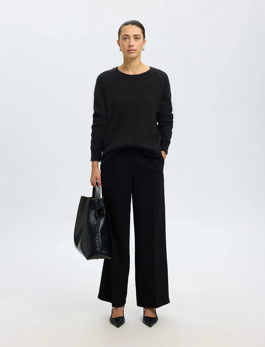 Selected - SLWLULU LS KNIT O-NECK NOOS - pullover - black - 3