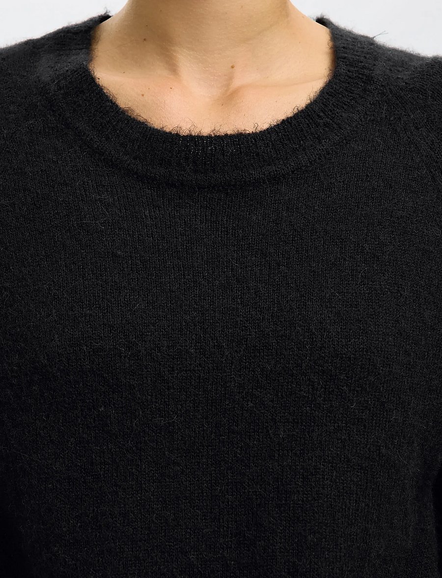 Selected - SLWLULU LS KNIT O-NECK NOOS - pullover - black - 4