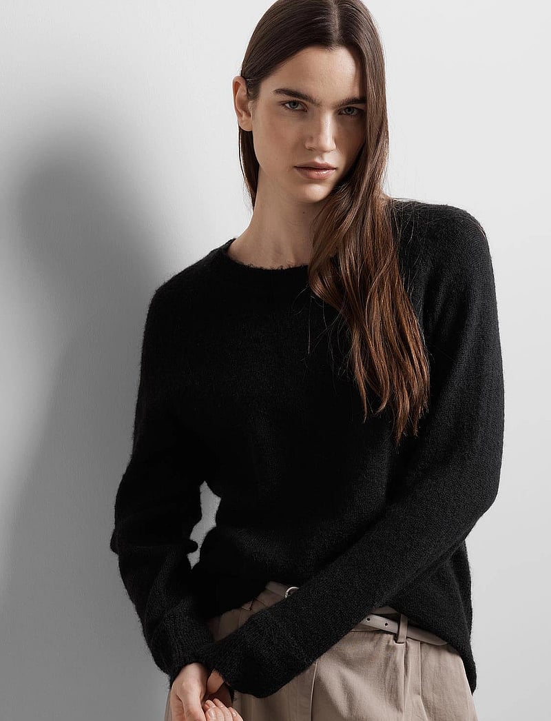 Selected - SLFLULU LS KNIT O-NECK NOOS - stickade tröjor - black - 5