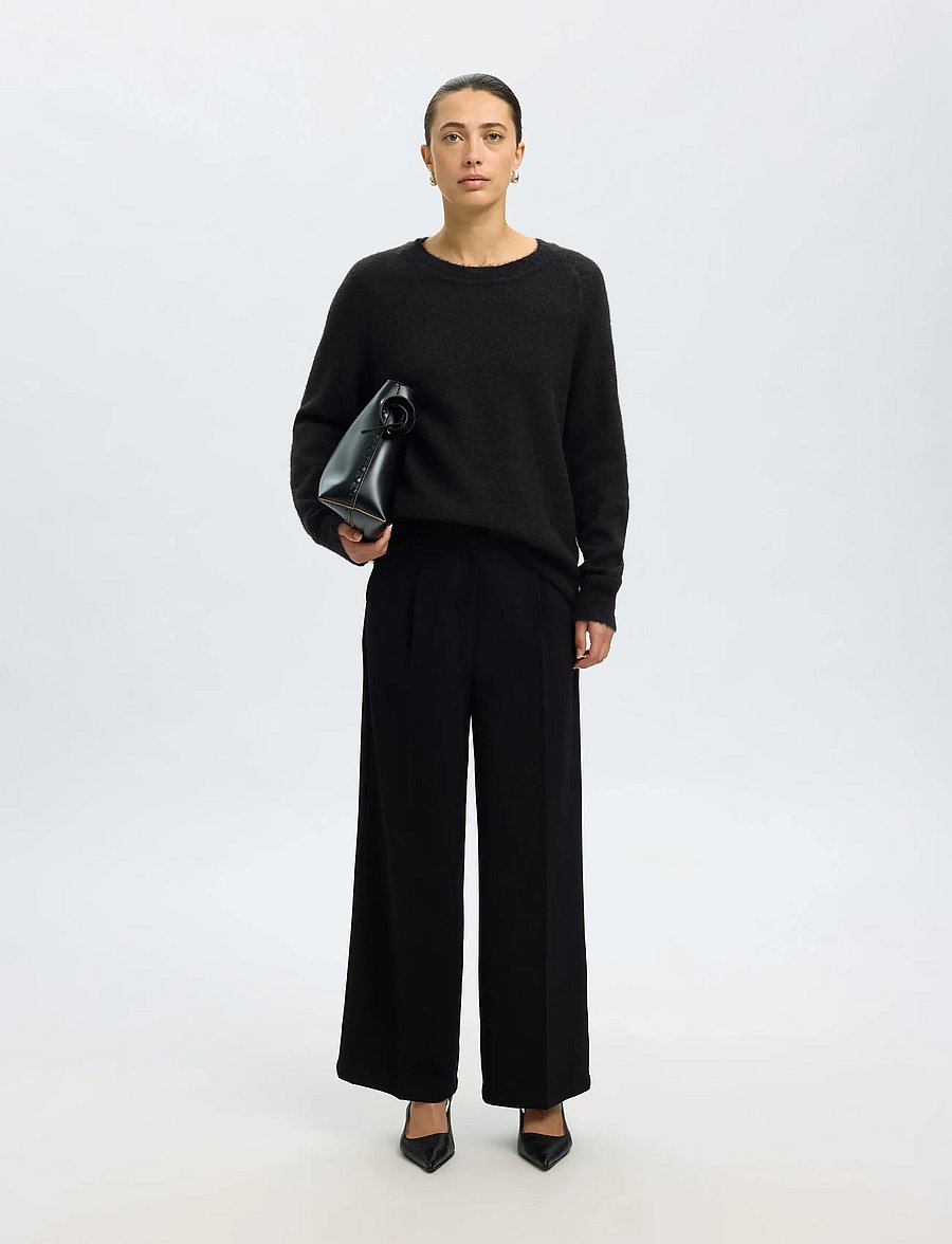 Selected - SLWLULU LS KNIT O-NECK NOOS - pullover - black - 5