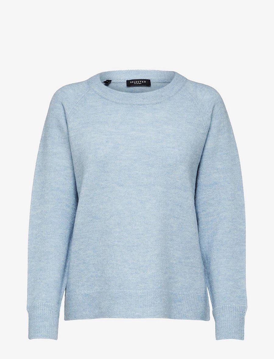 Selected - SLWLULU LS KNIT O-NECK NOOS - pullover - cashmere blue - 1
