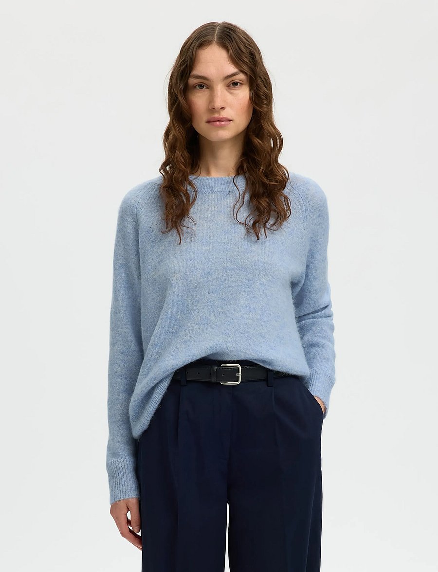 Selected - SLWLULU LS KNIT O-NECK NOOS - pullover - cashmere blue - 0