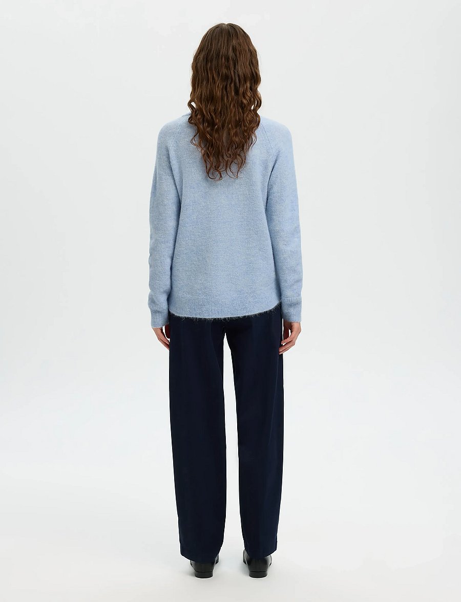 Selected - SLWLULU LS KNIT O-NECK NOOS - pullover - cashmere blue - 2