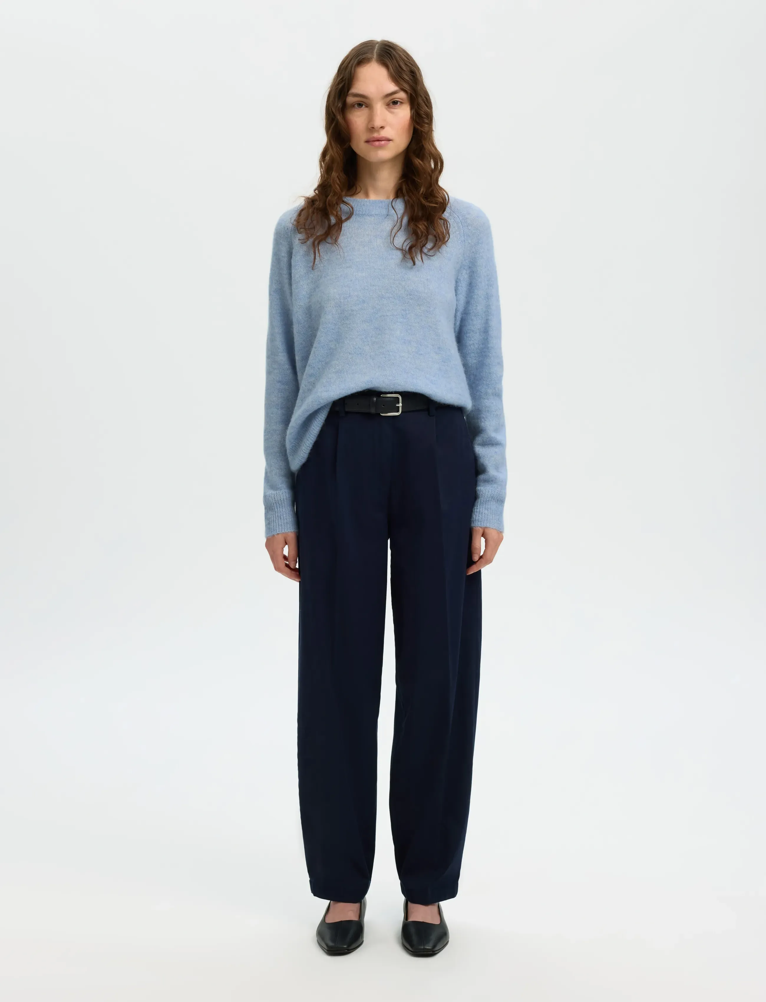 Selected - SLWLULU LS KNIT O-NECK NOOS - stickade tröjor - cashmere blue - 3
