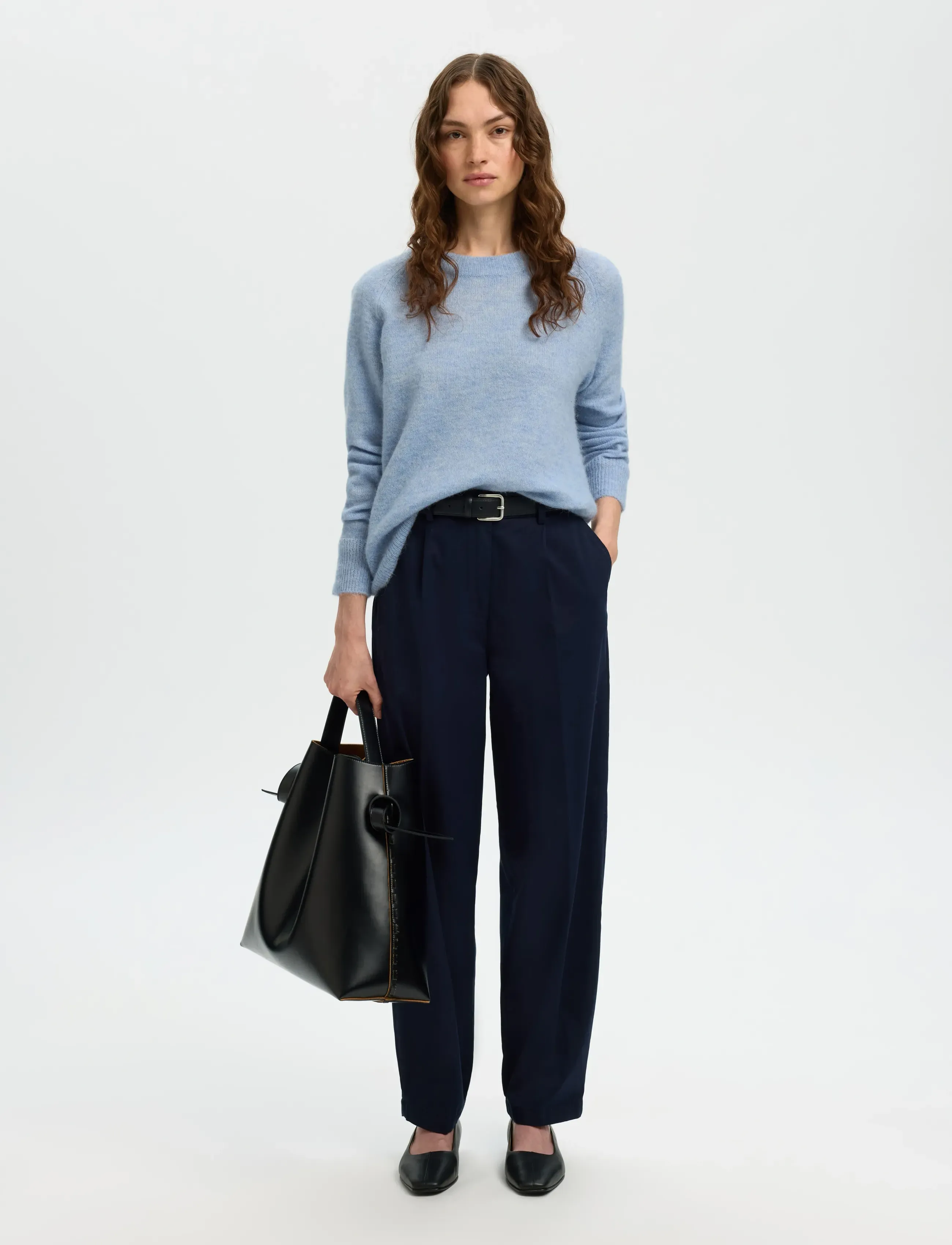 Selected - SLWLULU LS KNIT O-NECK NOOS - stickade tröjor - cashmere blue - 4
