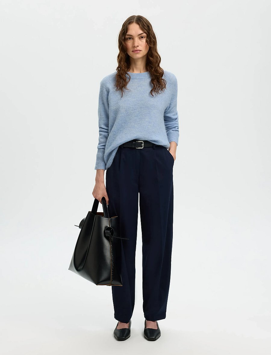 Selected - SLWLULU LS KNIT O-NECK NOOS - pullover - cashmere blue - 4