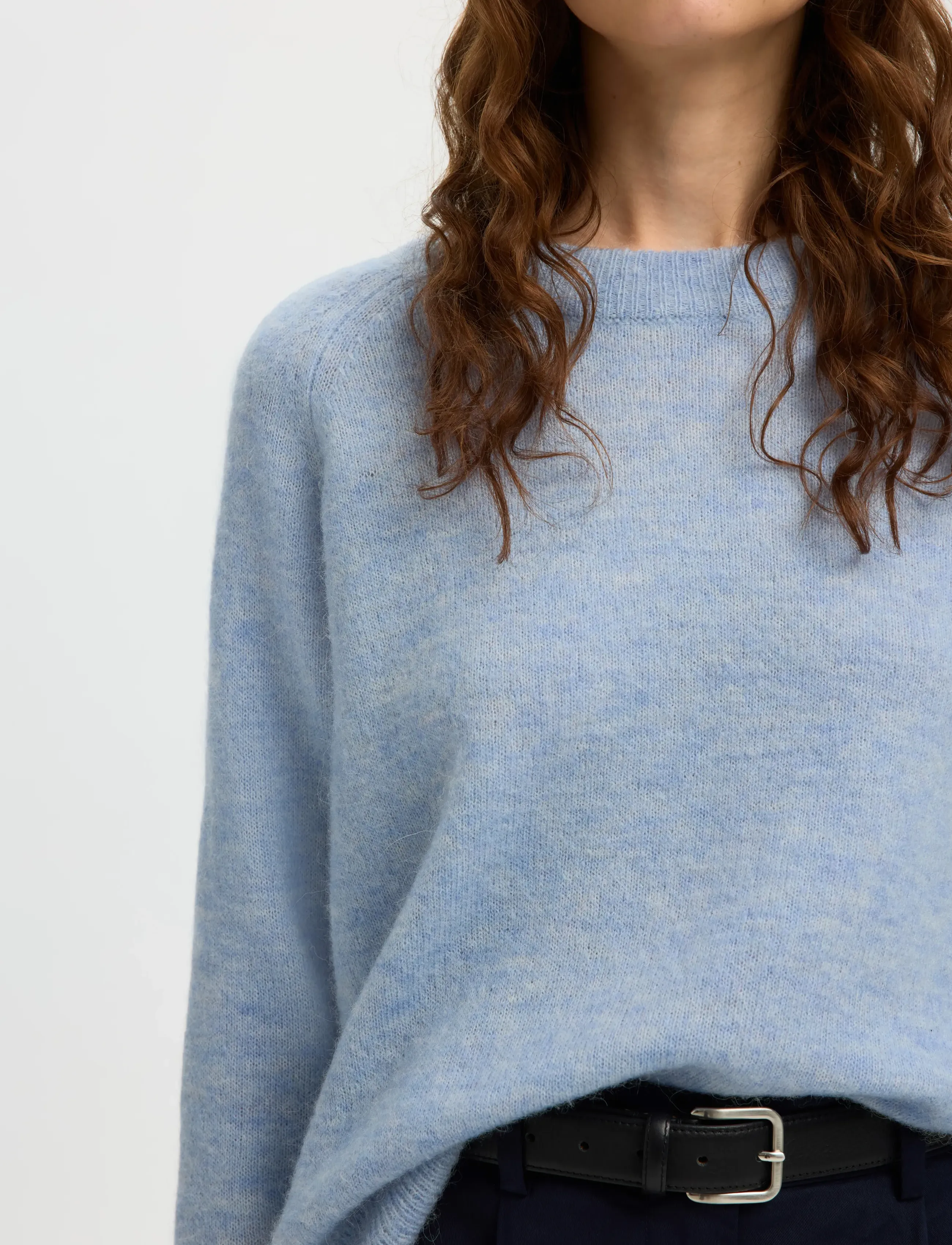Selected - SLWLULU LS KNIT O-NECK NOOS - stickade tröjor - cashmere blue - 5
