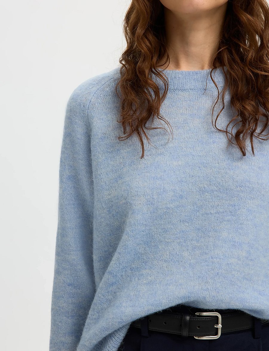 Selected - SLWLULU LS KNIT O-NECK NOOS - pullover - cashmere blue - 5