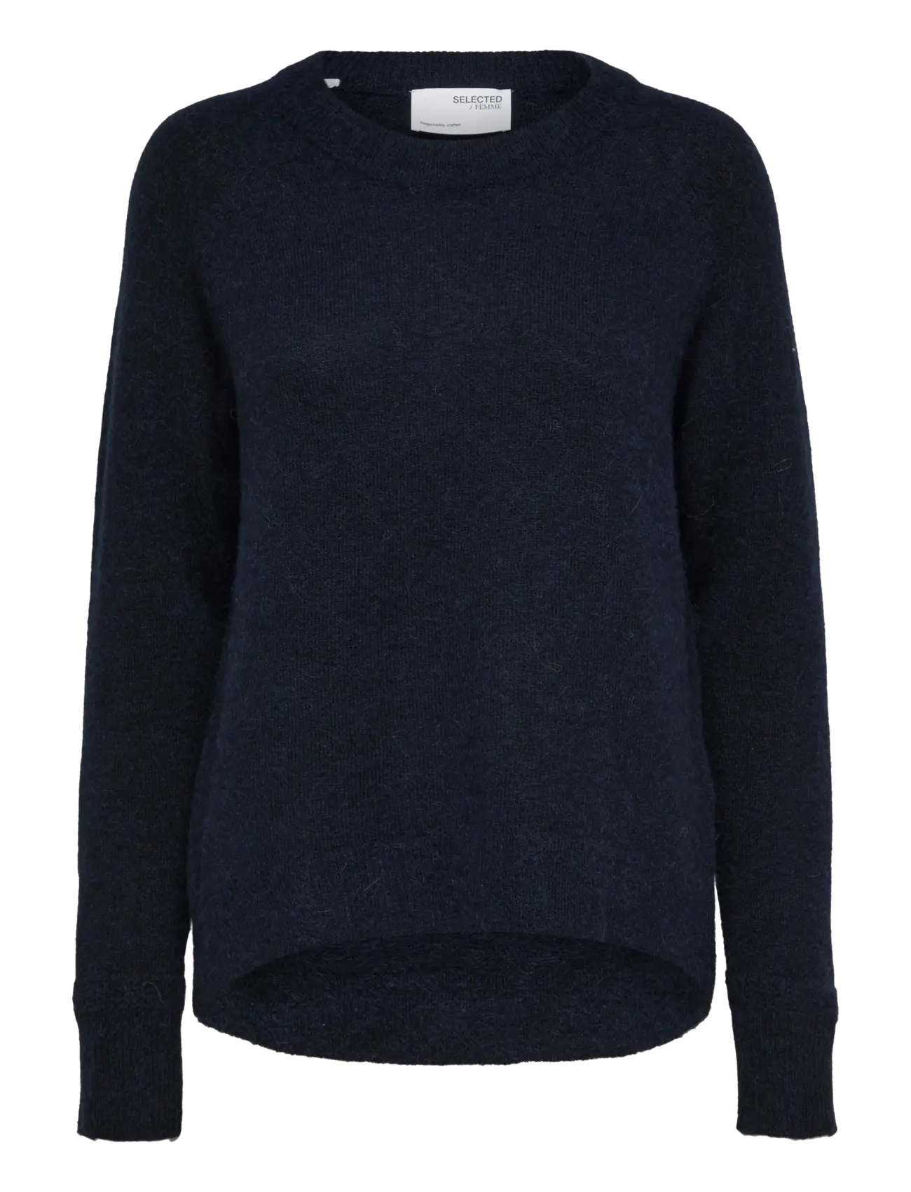 SELECTED Slwlulu Ls Knit O-Neck Noos Navy - S - Damen