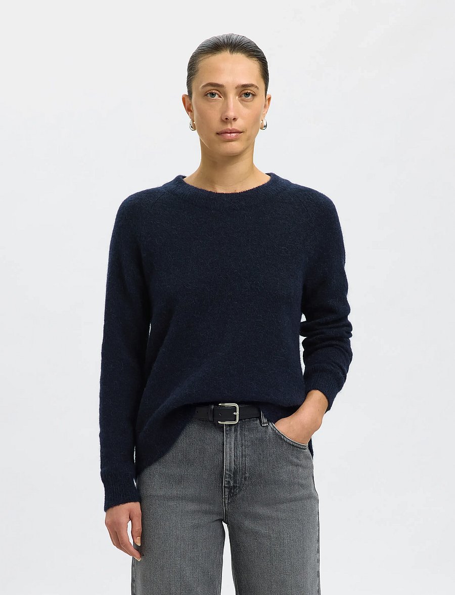 Selected - SLWLULU LS KNIT O-NECK NOOS - pullover - dark sapphire - 0