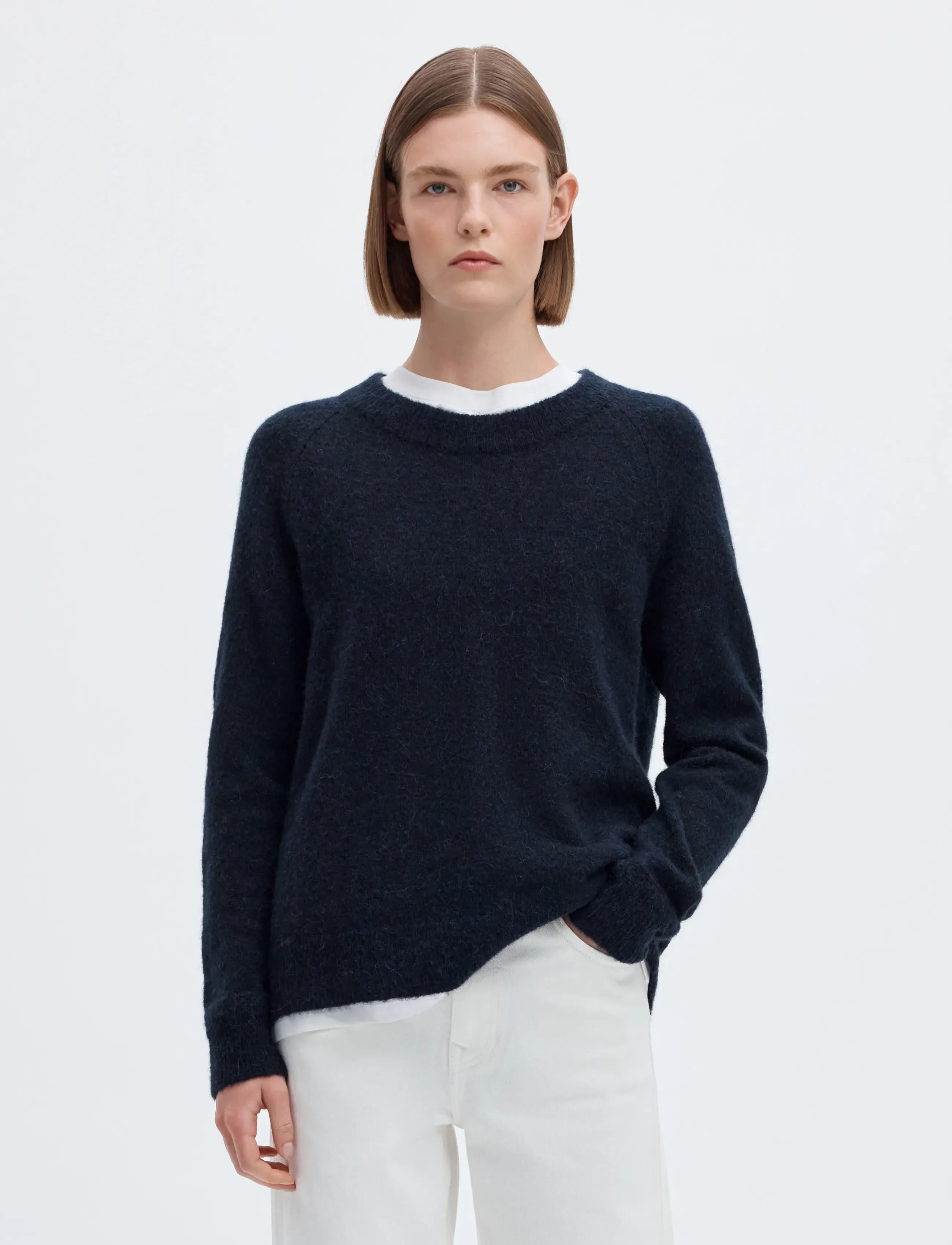 Selected - SLWLULU LS KNIT O-NECK NOOS - striktrøjer - dark sapphire - 0