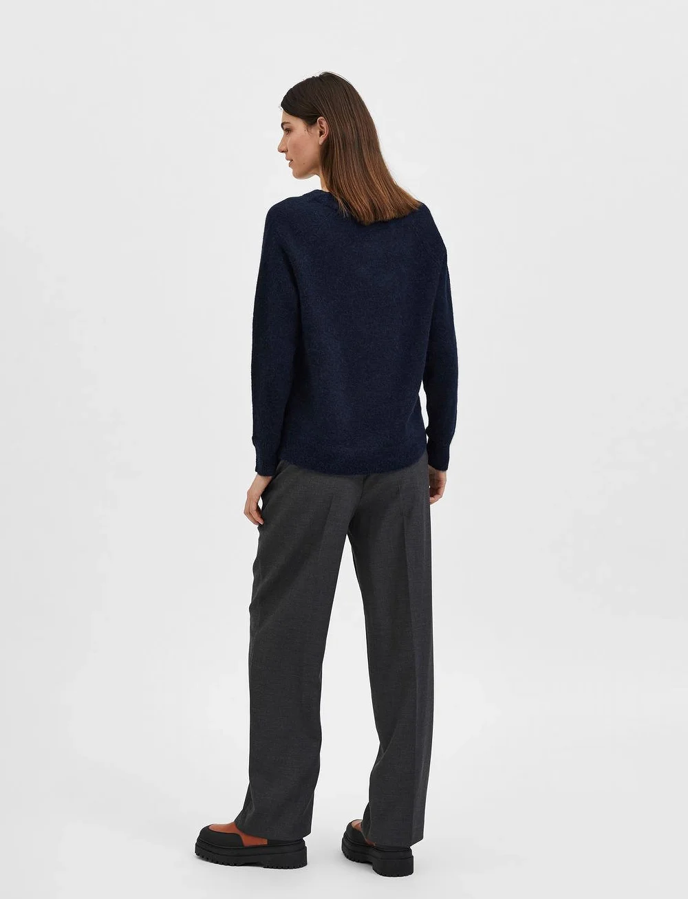 Selected - SLFLULU LS KNIT O-NECK B NOOS - jumpers - dark sapphire - 3