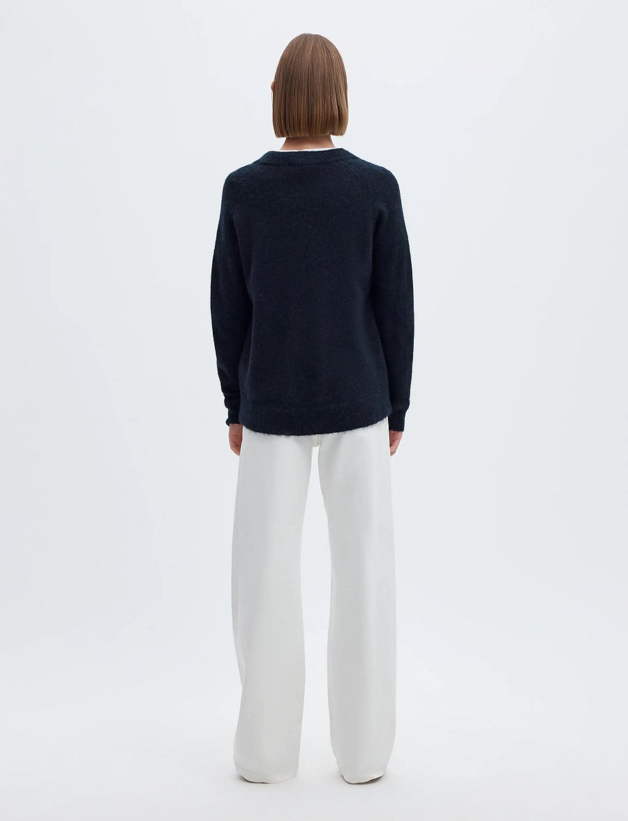 Selected - SLWLULU LS KNIT O-NECK NOOS - striktrøjer - dark sapphire - 3