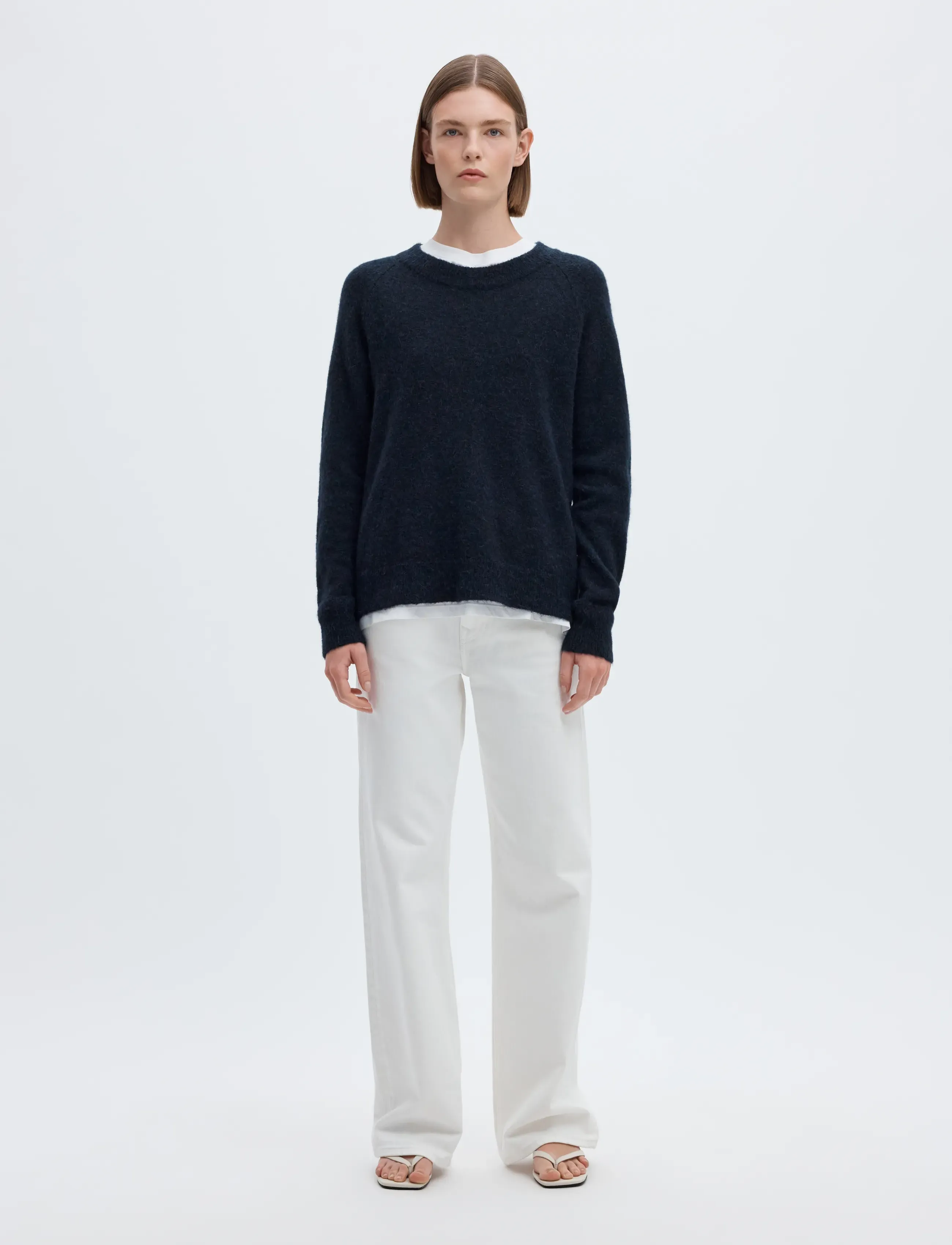 Selected - SLWLULU LS KNIT O-NECK NOOS - striktrøjer - dark sapphire - 4