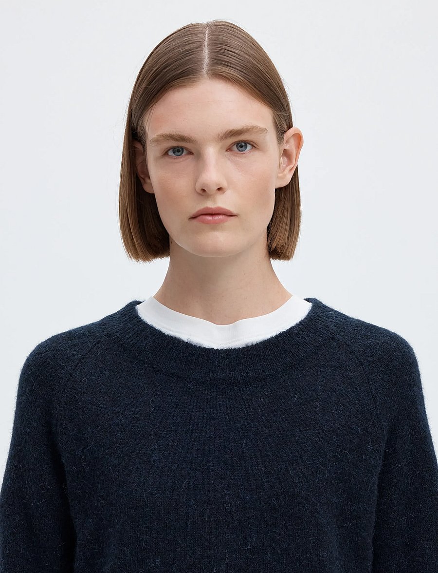 Selected - SLWLULU LS KNIT O-NECK NOOS - striktrøjer - dark sapphire - 5