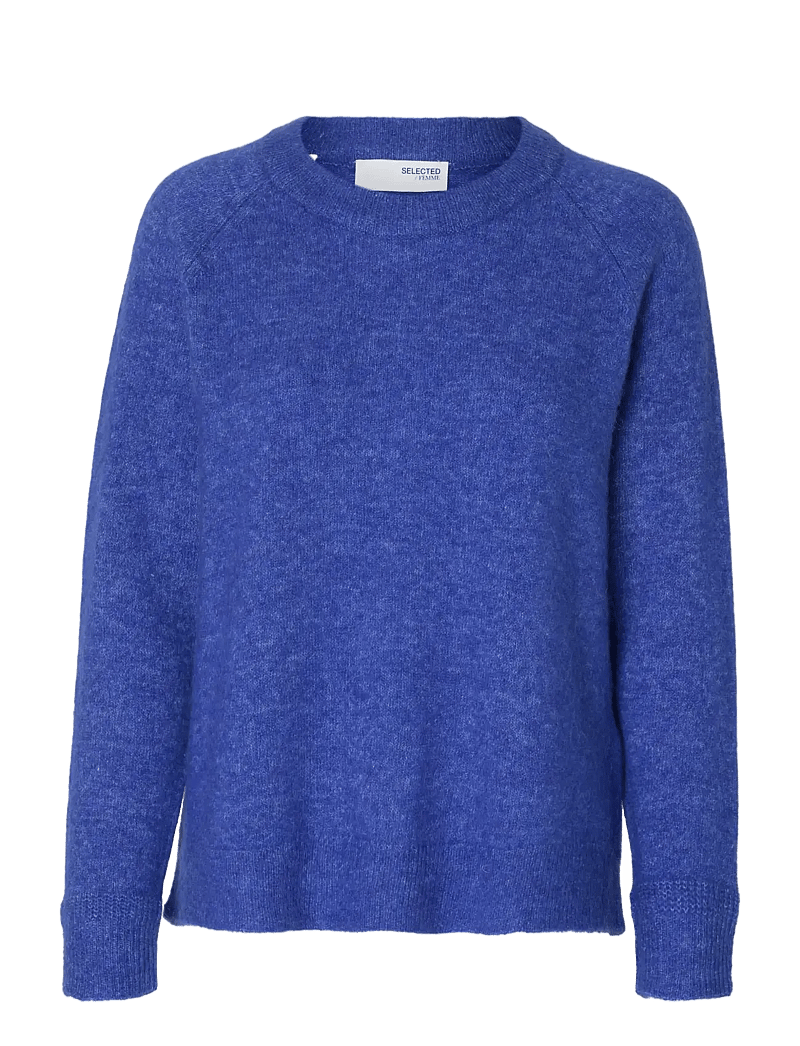 Selected - SLFLULU LS KNIT O-NECK NOOS - stickade tröjor - dazzling blue - 1