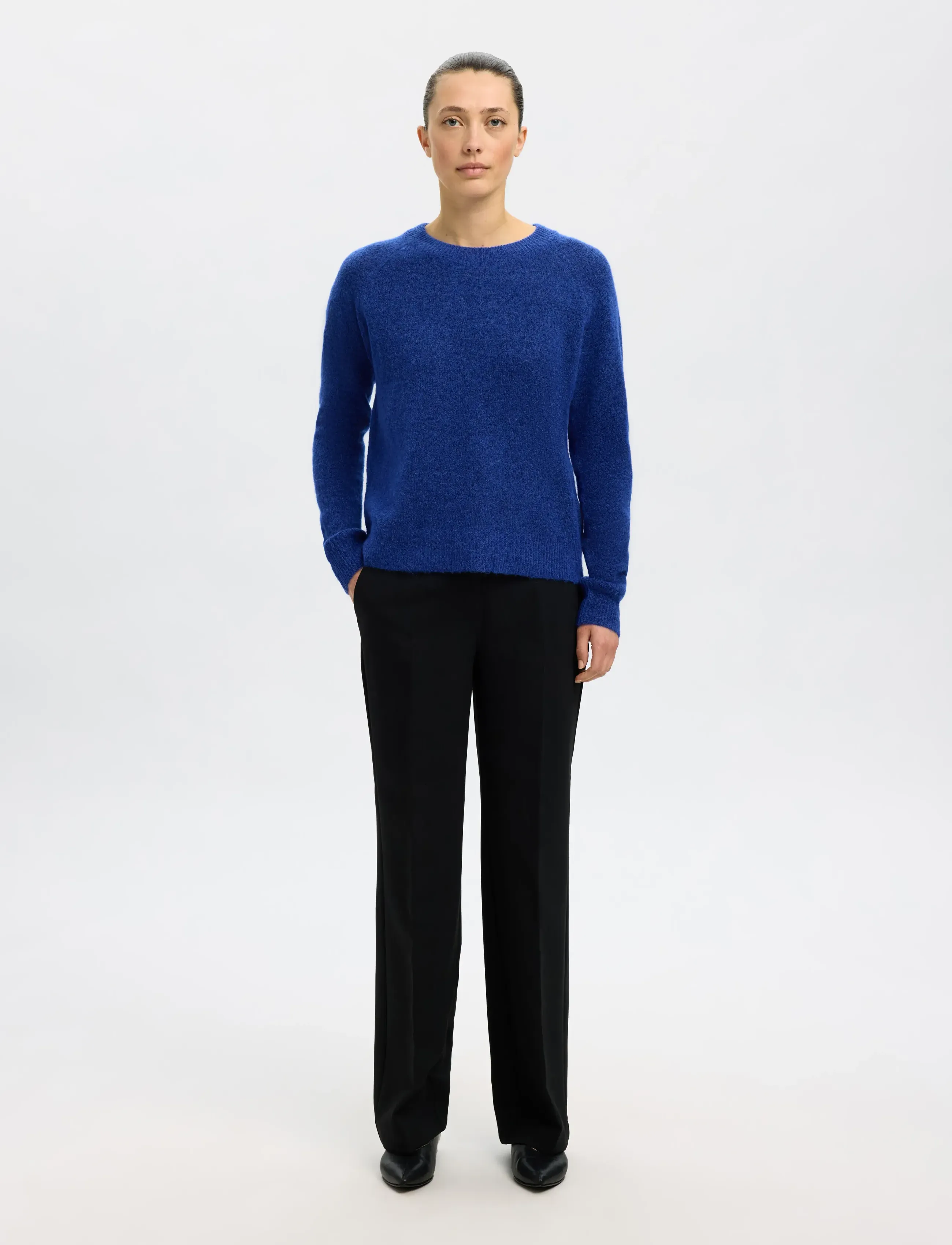 SELECTED Slflulu Ls Knit O-Neck Noos stickade tröjor dam – bild 2