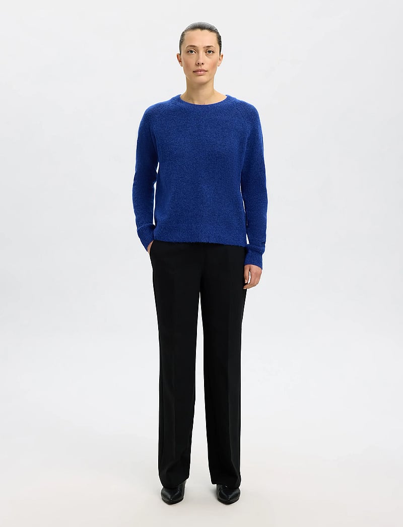 Selected - SLFLULU LS KNIT O-NECK NOOS - stickade tröjor - dazzling blue - 0
