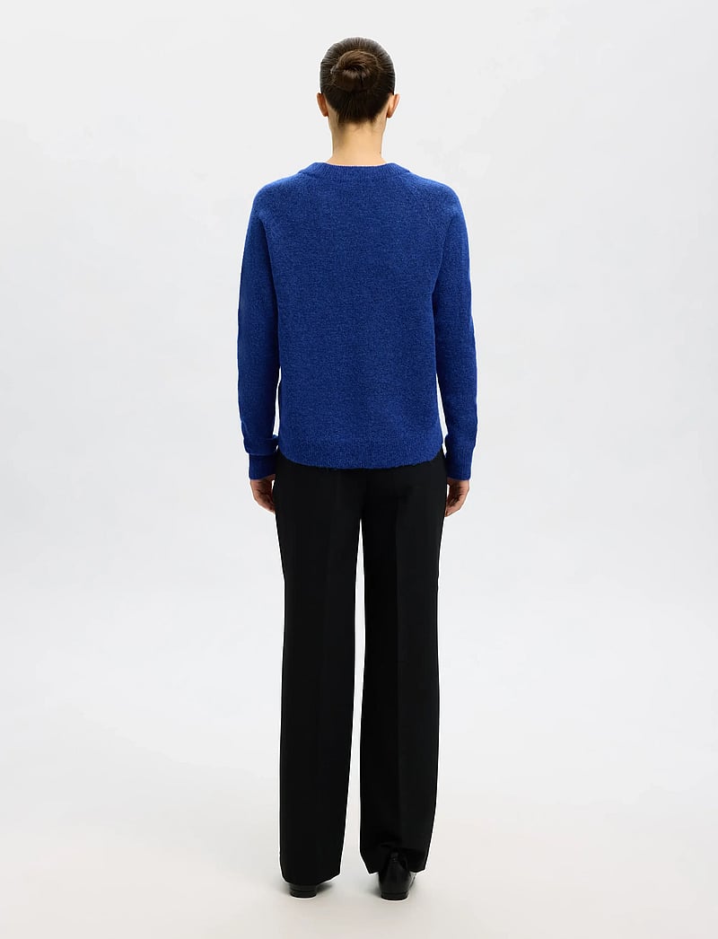 Selected - SLFLULU LS KNIT O-NECK NOOS - stickade tröjor - dazzling blue - 2