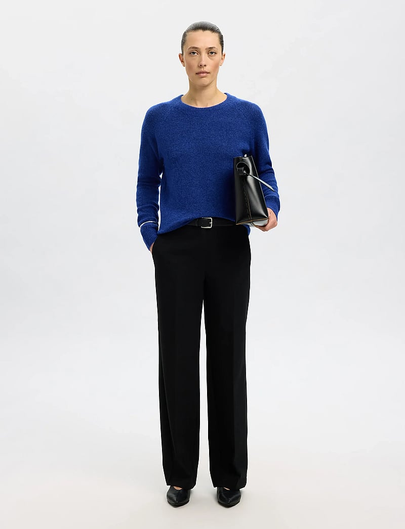 Selected - SLFLULU LS KNIT O-NECK NOOS - stickade tröjor - dazzling blue - 4