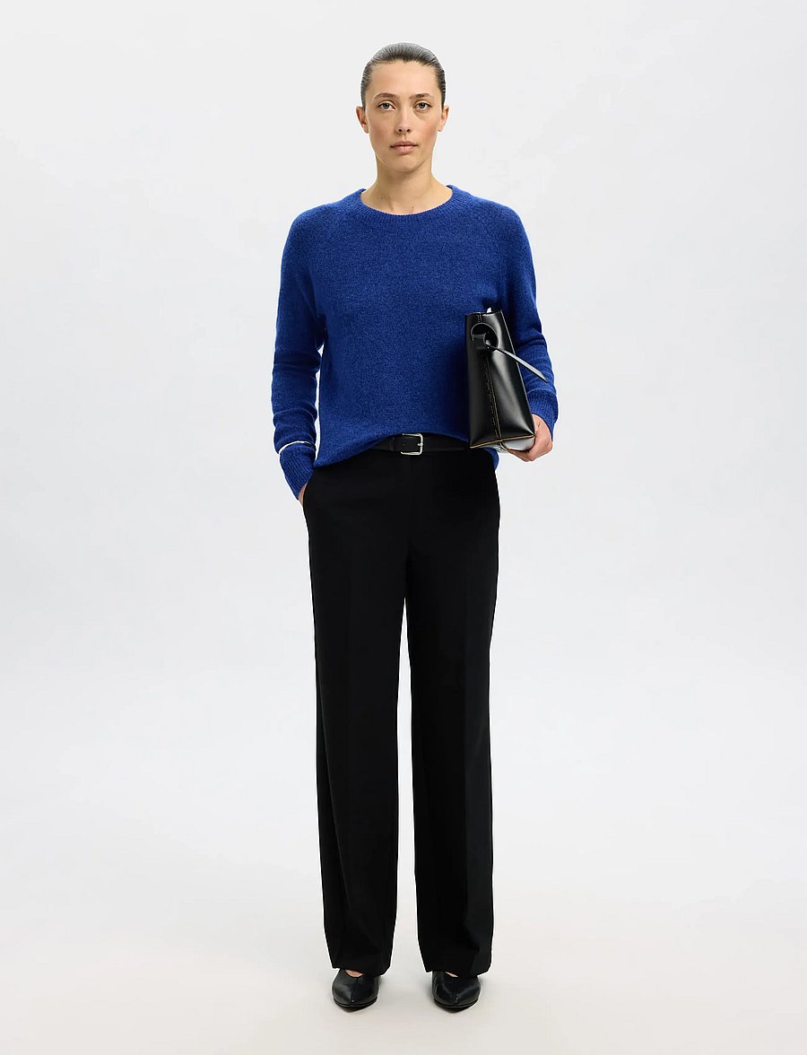 Selected - SLWLULU LS KNIT O-NECK NOOS - pullover - dazzling blue - 4